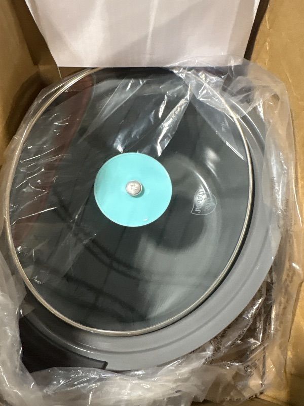 Photo 1 of **DAMAGED**
GreenLife 3.5QT Slow Cooker, PFAS-Free Non-Toxic Ceramic Nonstick Removable Interior Bowl, Programmable, Keep Warm, Stovetop & Oven Safe, Dishwasher Safe Crock, Glass Lid, Turquoise