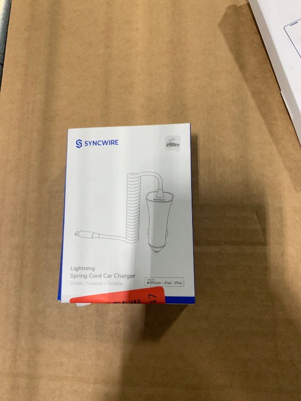 Photo 1 of [Apple MFi Certified] Syncwire iPhone Car Charger 32W Super Fast Car Phone Charger Cigarette Lighter USB Car Adapter with Build-in 5FT Coiled Lightning Cable for Apple iPhone 14/13/12/11/XR/Max, iPad