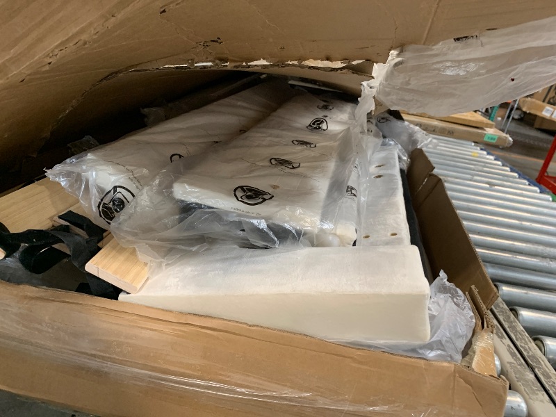Photo 1 of ** SOLD AS IS NO REFUND/RETURN** SEE COMMENTS 
viplov Queen Bed Frame with Storage Drawers, Upholstered Queen Size Platform Bed with 47" Tall Headboard and Wingboard, No Box Spring Needed, Noise Free, Easy Assembly, Wooden Support Slats, Beige