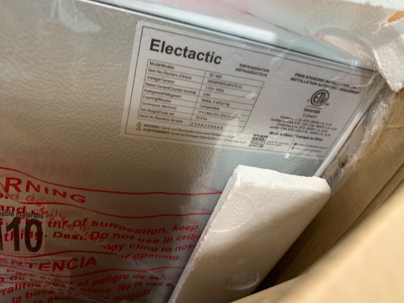 Photo 1 of *****SOLD FOR PARTS FINAL SALE****BROKEN / NON FUNCTIONAL *****Electactic 1.7 Cu.ft Mini Fridge with Freezer, Compact Refrigerator, Single Reversible Door, Ultra Quiet, Energy Efficient for Office, Dorm, Bedroom, Apartment, White
