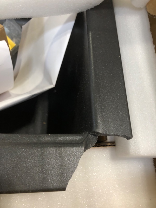 Photo 1 of ****BROKEN EDGES***
KRAUS Quarza 33-inch Drop-In/Undermount 50/50 Double Bowl Granite Kitchen Sink in Black Onyx, KGD-433B