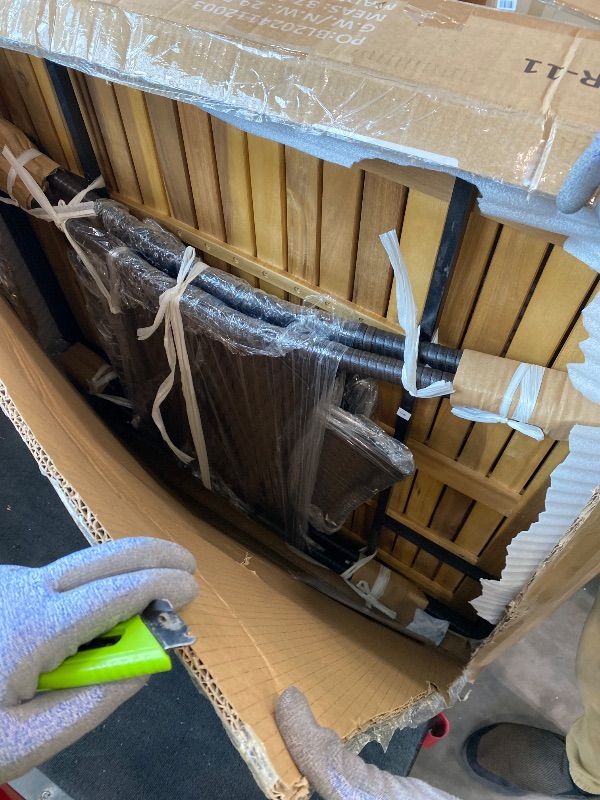 Photo 1 of **MISSING PARTS**
RoyalCraft 5 Piece Patio Wicker Dining Sets for 4, Water-Resistant Rattan Outdoor Dining Table and 4 Chairs with Wood Table Top, Conversation Set for Deck, Garden, Backyard, Removable Cushions, Teak