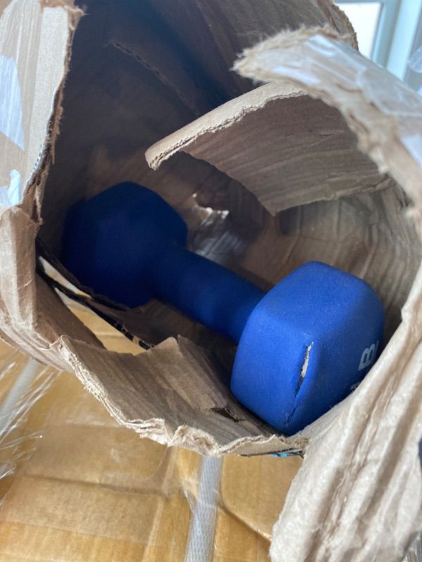 Photo 1 of **only 1**Amazon Basics Neoprene Dumbbell Hand Weights for Workout and Strength Training, Hexagon Shape, 10 Pound, Pair, Navy Blue