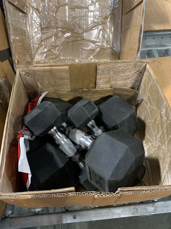 Photo 1 of ***Two 5Ib Dumbbells and Two 20Ib Dumbbells*** CAP Barbell Rubber Coated Dumbbell Weight Set with Vertical Rack 100 lb