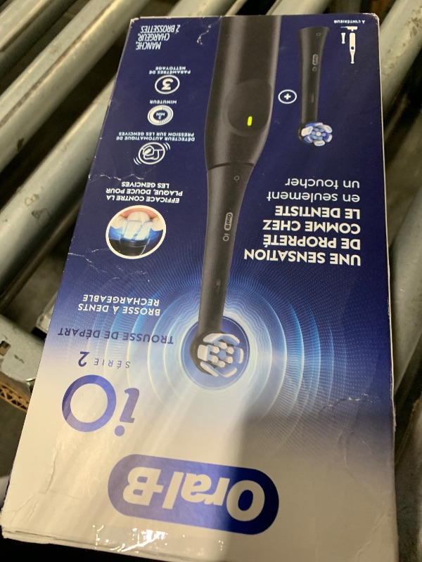 Photo 1 of **UNTESTED**
Oral-B Rechargeable Electric Toothbrush, iO2 Starter Kit, 3 Cleaning Modes, Automatic Pressure Sensor to Protect Gums, 2 Brush Heads, Night Black