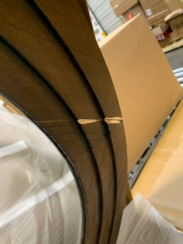 Photo 1 of ****** WOOD FRRAME CRACKED AND CHIPPED **** LXWZHK Full Length Mirror 76"x34" Arched Solid Wood Frame Floor Standing Mirror, Hanging or Leaning Wall-Mounted for Living Room, Bedroom, Brown