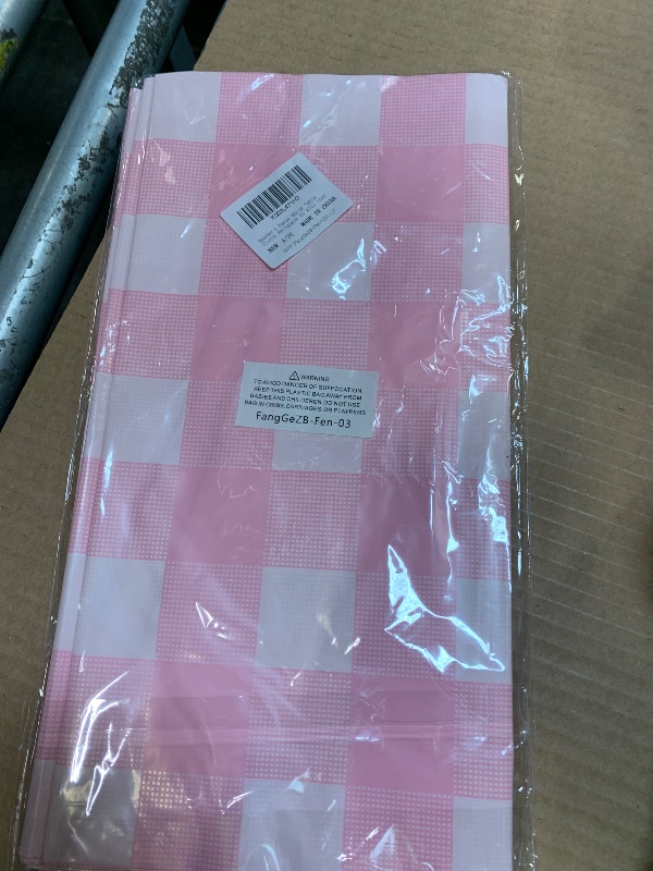 Photo 1 of ** PINK ** Kesfey 6 Packs White Table Cloths Rectangle 60 x102 inch High Density Washable Polyester Fabric White Tablecloths for 6 Foot Tables Rectangle Wrinkle Resistant Tablecloth for Parties Wedding Banquet