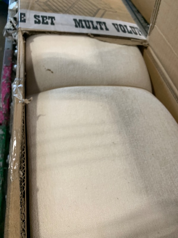 Photo 1 of **AS IS, FINAL SALE***PARTIAL SET - BOX 2/2 ONLY*** Christopher Knight Home Bettine Queen Size Bed Frame with Checkerboard Design Headboard, Elegant Chenille Upholstered Bed, Wooden Slats, Easy Assembly Platform Bed, No Box Spring Needed, Beige