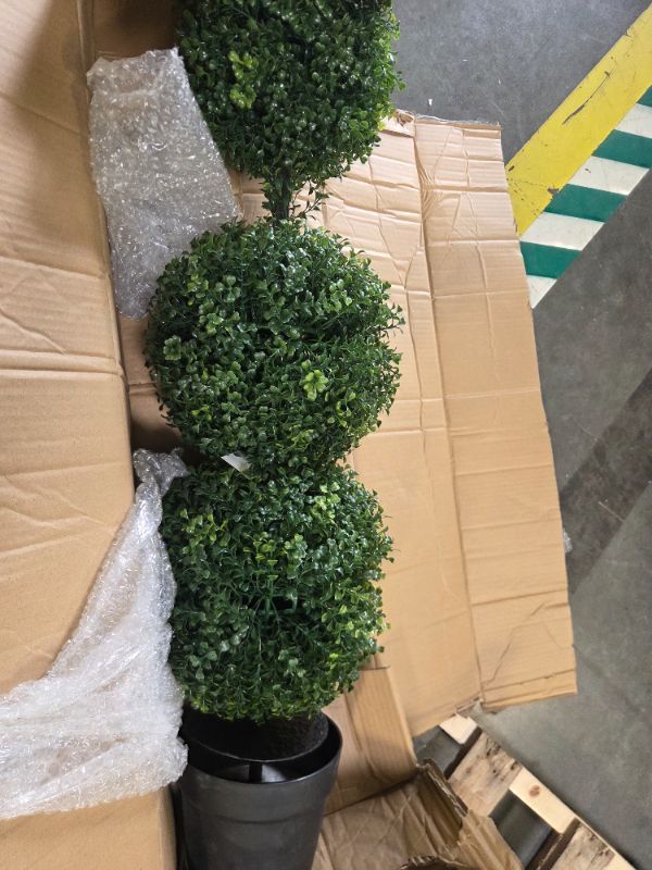 Photo 1 of ***SIMILAR TO STOCK/VIEW ALL IMAGES*** Lvydec 2 Pack Artificial Boxwood Topiary Tree, 3ft Topiary Plants Potted Trees Decoration for Front Porch Home Living Room, Indoor/Outdoor Use