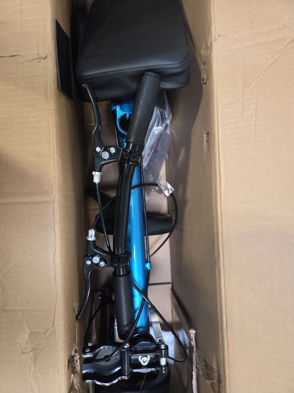 Photo 1 of ***DAMAGED TO TIRE (WILL NOT ROLL)*** KneeRover Economy Knee Scooter Steerable Knee Walker for Adults for Foot Surgery, Broken Ankle, Foot Injuries - Foldable Knee Rover Scooter for Broken Foot Injured Leg Crutch (Blue)