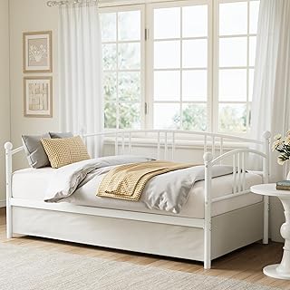 Photo 1 of  Twin Daybed with Classic Headboard,Metal Twin Bed Frame Heavy Duty Steel Slats Support,Sofa BedFrame for Living Room, Guest RoomNoise Free, No Box Spring Needed, Brown