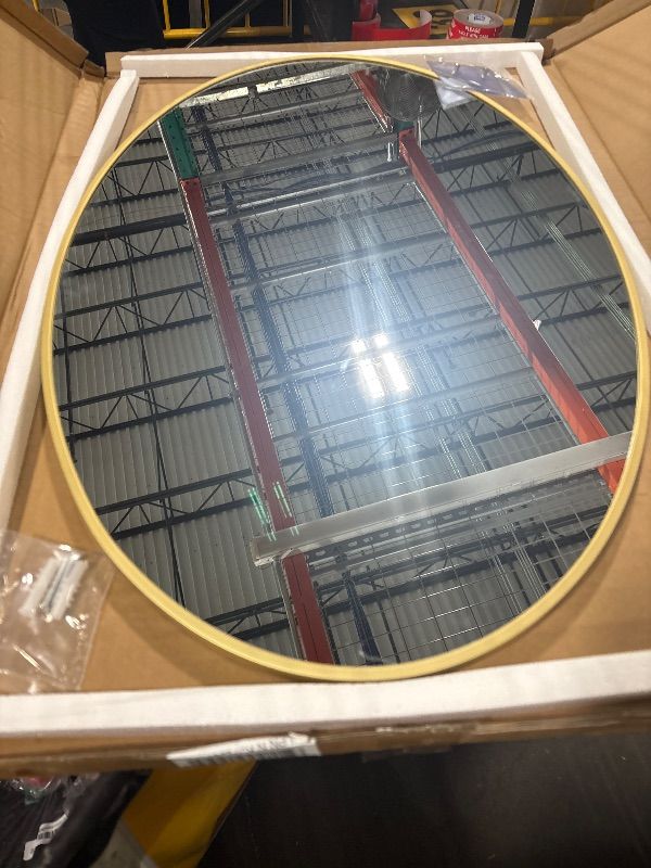 Photo 1 of **DIFFERENT COLOR**
SCWF-GZ 30x20 Oval Mirror Round Full Length Wall Mounted Hanging or Against Wall Metal Frame Dressing Make-up Mirrors for Entryway Bedroom Bathroom Living Room 30 20 inch Gold