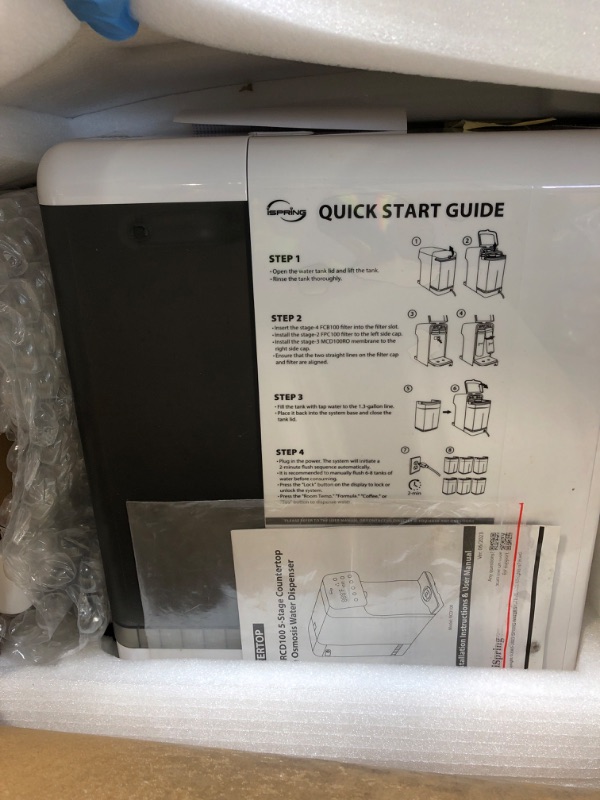 Photo 1 of **NON-FUNCTIONAL**
iSpring RCD100 5-Stage Countertop Reverse Osmosis System, Instant Hot RO Water Dispenser with UV, 2.5:1 Pure to Drain, 100 GPD Portable Water Filtration System, 4 Temperature Options, Plug and Play