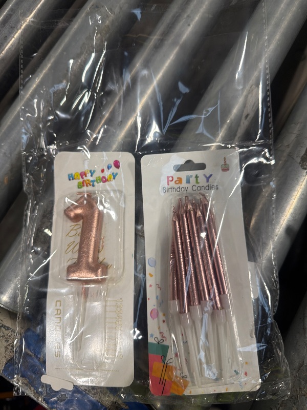 Photo 1 of ** MISSING NUMBER 3*** iNINGER Rose Gold 1 th Birthday Number Candles - Long Stick Candles, Number 13 Cake Toppers for Girl Boy - Birthday Party & Wedding Decorations
