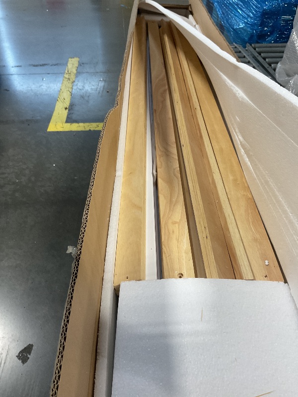 Photo 1 of ***UPDATED 6/5***Merax Queen Size Wood Platform Bed, Mid Century Modern Bed Frame with Tall Headboard, Solid Wooden Slat Support, No Box Spring Needed, Easy Assembly, White