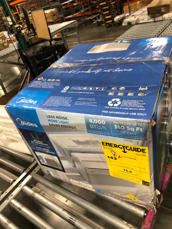 Photo 1 of ***VERY USED*** Midea 8,000 BTU U Shaped Smart Inverter Window Air Conditioner - Cools 350 Sq Ft, Ultra Quiet with Open Window Flexibility - Alexa/Google Assistant Compatible - 37% Energy Savings, Remote (Updated)