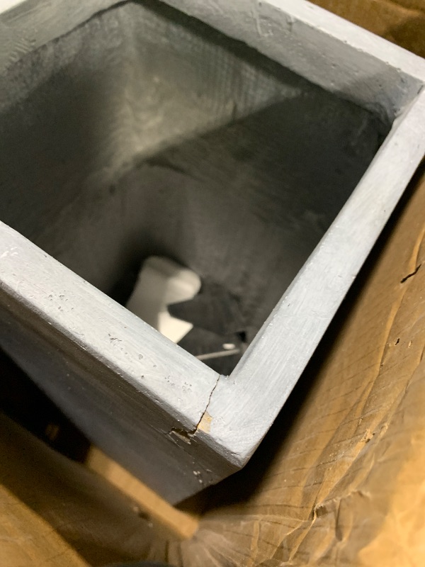 Photo 1 of **sold as is no refund/return** Kante 20.3" H Tall Rectangular Concrete Planter, Modern Square Diameter Plant Pot with Drainage Hole and Rubber Plug for Indoor Outdoor Home Patio Garden, Slate Gray
