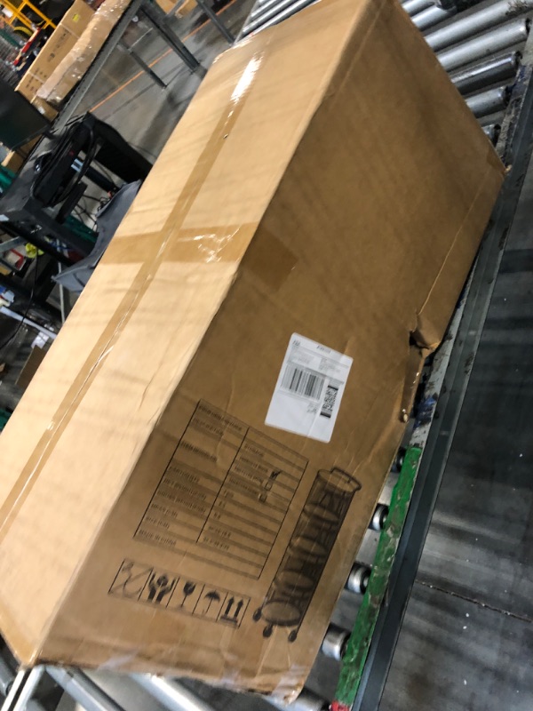Photo 1 of ***MISSING RINGS*** JAQ No Assembly Integrated Vegetable Storage Rack, 4-Tier Rotating Fruit Basket with Wheels, Solid Carbon Steel Kitchen Storage Cart for Potato Onion Produce, Fruteros para Cocina, Black