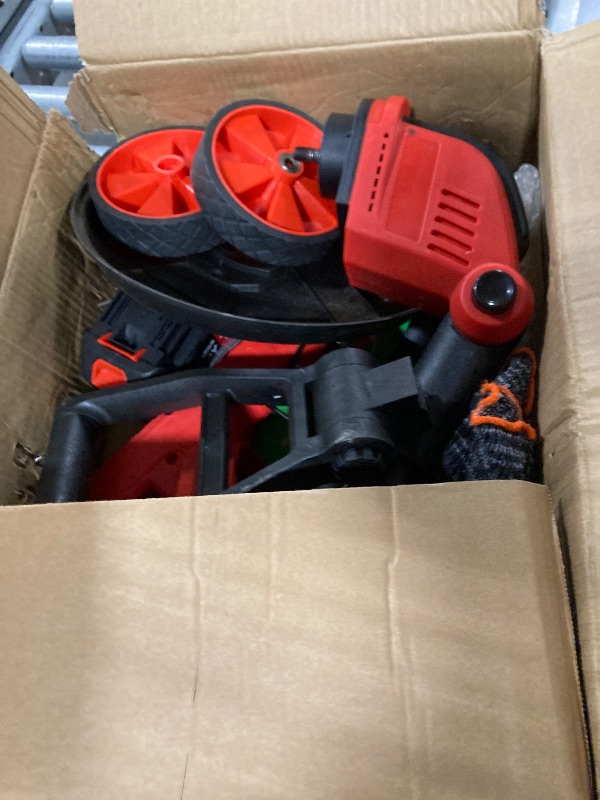 Photo 1 of **SOME PARTS ARE DAMAGED**
12-Inch Cordless Electric Weed Wacker, 2x3.0Ah 21V Battery Powered Weed Eater with Wheels, 800W Brushless Motor, Lawn Mower with 4 Types Blades, 20000RPM Brush Cutter Grass Trimmer for Garden Yard