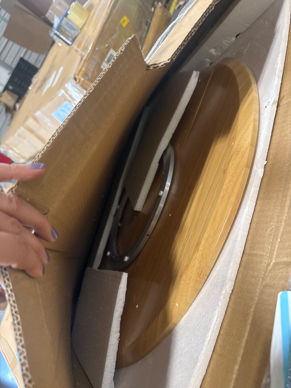 Photo 1 of (26 Inch) Bamboo Large Lazy Susan for Dining Table Top with Heavy Duty Metal Rotating Hardware