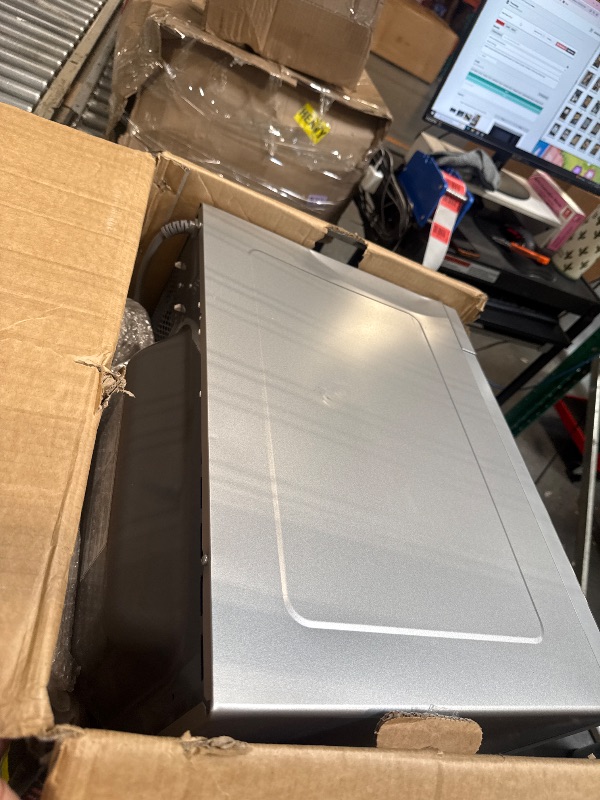 Photo 1 of ***damage minor*** SHARP Countertop Microwave Oven with Removable 13.6" Carousel Turntable, 1100 Watt, 1.6 Cubic Feet, Stainless Steel