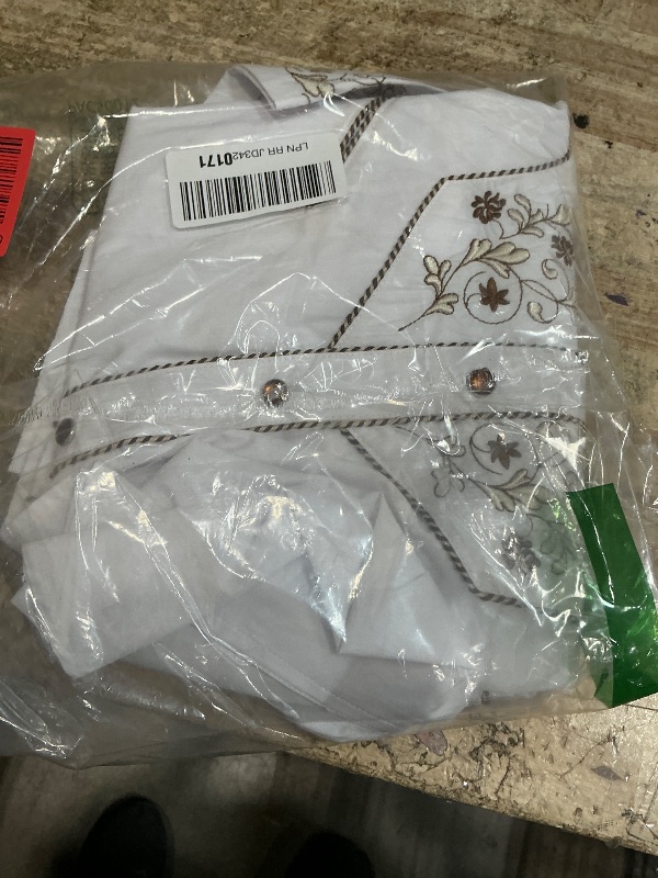 Photo 1 of (large) DIFICIL SLOG Men's Western Cowboy Shirt Embroidered Long Sleeve Casual Button Down Shirt White