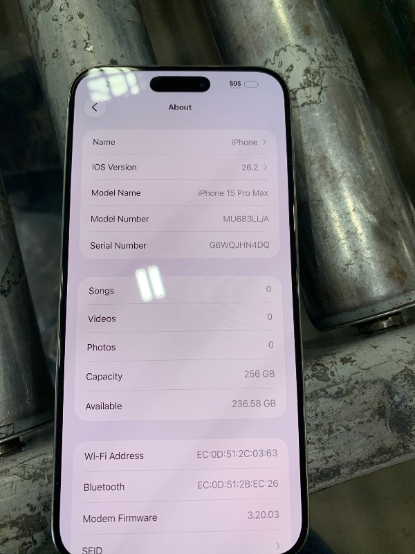 Photo 1 of **FOR PARTS ONLY/Cannot activate because this is a dual sim and doesnt have an EID*** Apple iPhone 15 Pro Max, 256GB, Natural Titanium - Unlocked (Renewed)