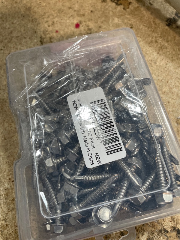 View 2 of #14 x 1-1/4" (100 PCS) Sheet Metal Screws, Hex Washer Head Self Drilling Screw, 410 Stainless Steel Flanged Fast Self Tapping Screws