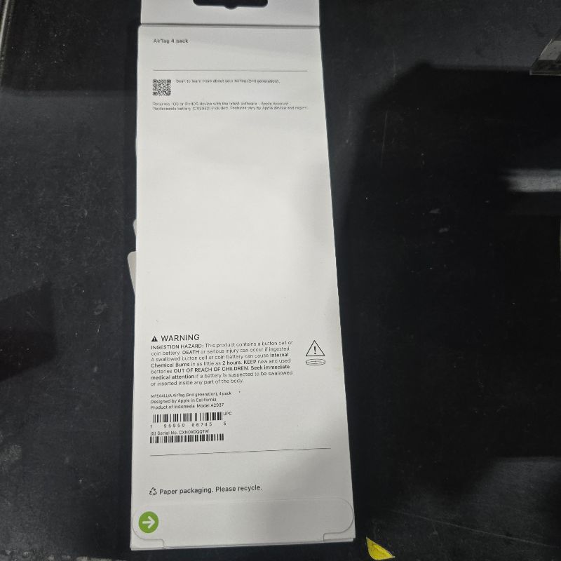 Photo 1 of **FACTORY SEALED** Apple AirTag (2nd Generation) - 4 Pack: Tracker for Keychain, Wallet, and More; Locator with Sound; Simple One-Tap Setup with iPhone or iPad; Key Finder with up to 1.5X Precision Finding Range*