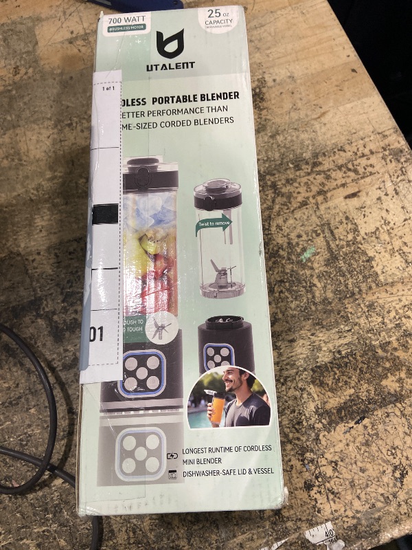 Photo 1 of **ONLY THE BASE**UTALENT Cordless Portable Blender, 25 oz removable Vessel, Powerful Personal Blender, For-Smoothies, Ice Crush, 4 Programs, Leakproof-Lid & Sip Spout, USB-C Rechargeable, Dishwasher Safe Parts, Black