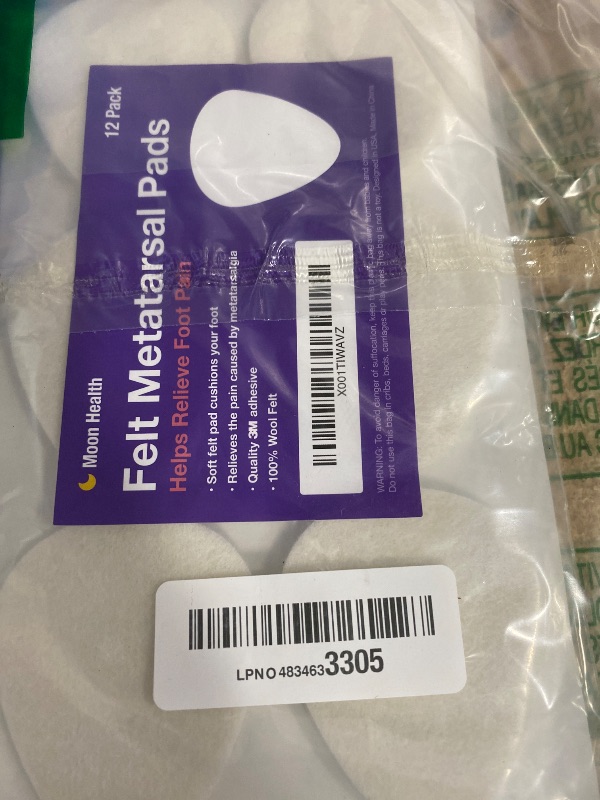 View 2 of 12-Pack Metatarsal Foot Pads for Pain Relief - 1/4” Thick, Ball of Foot Cushions for Women and Men, Forefoot and Sole Support, Metatarsalgia Mortons Neuroma. Metatarsal Pads Ball of Foot Cushions.
