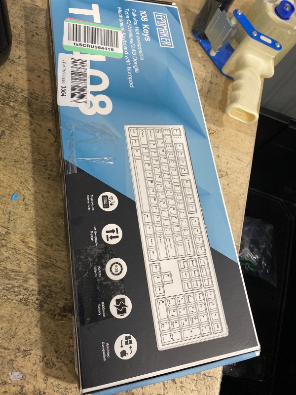 Photo 1 of **FOR PARTS/ NON-FUNCTIONAL** EPOMAKER TH108 Full Size Mechanical Keyboard, Wireless Gaming Keyboard with 8000mAh Battery, Creamy Gasket, 108 Keys, Hot Swap, Custom Driver, RGB Backlight (Blue&White, Sea Salt Silent)