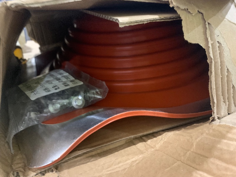 Photo 1 of #8 Metal Roof Pipe Flashing Boot, Metal Roofing Pipe Flashing Boot Fits Pipe OD 7" to 13" Wide, Includes Flexible High Temp Silicone Chimney Boot, Hex Socket x2, Roofing Screw x50, Square Base, Red