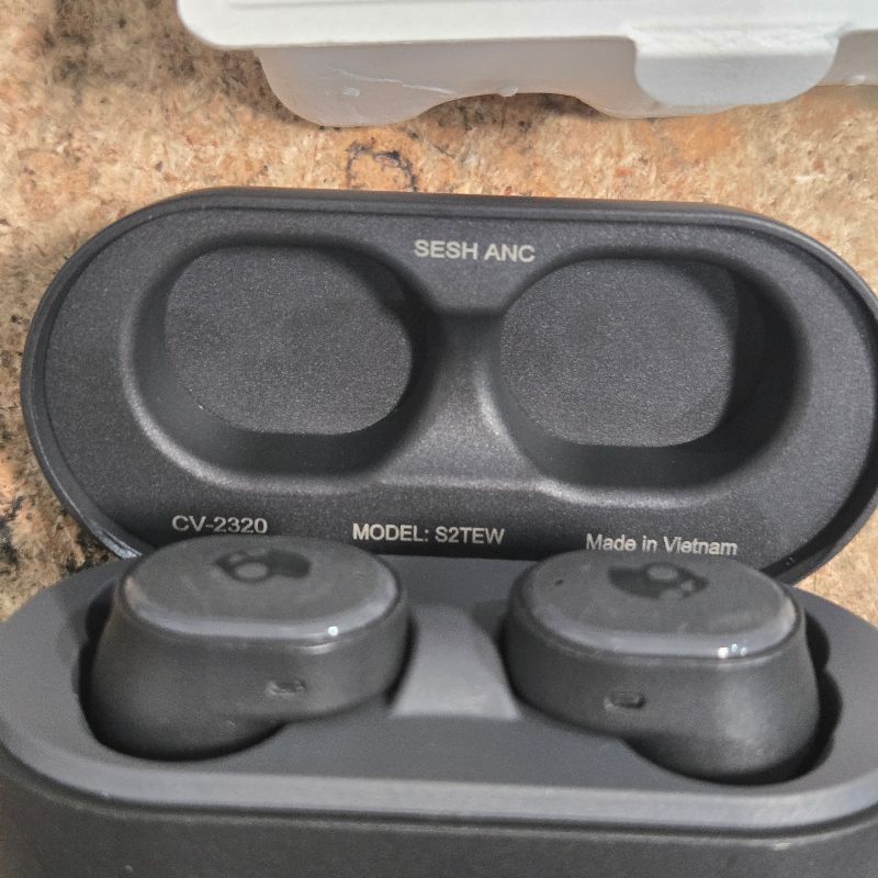 Photo 1 of *ONE EARBUD NOT FULLY FUNCTIONAL* Skullcandy Sesh ANC Wireless Earbuds, Bluetooth Headphones, Noise Cancelling, Up to 46 Hours Battery with Charging Case, Sweat and Water Resistant, Microphone for iPhone Android - True Black