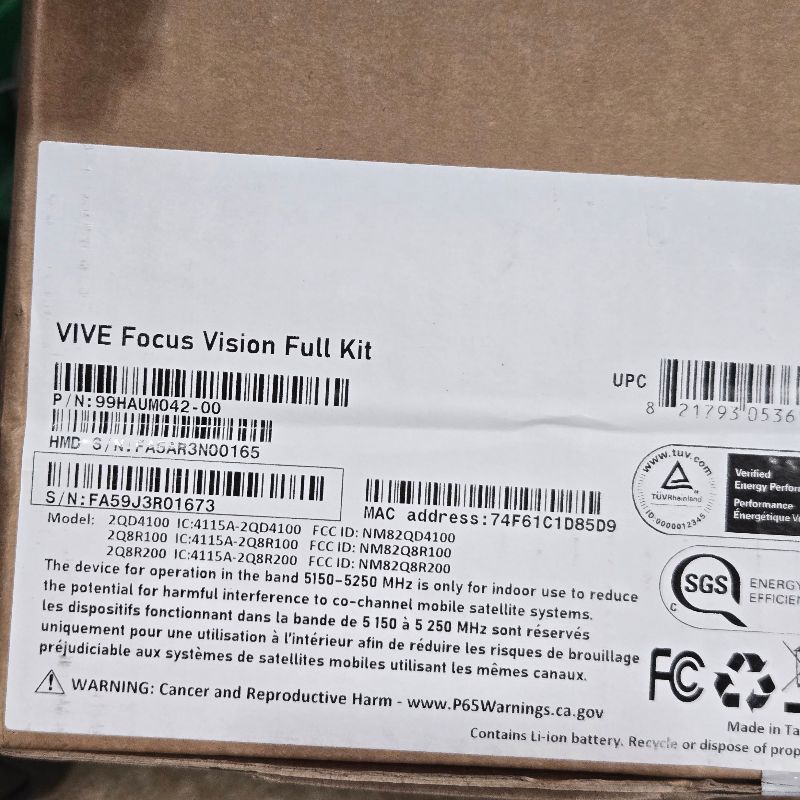 Photo 1 of **FACTORY SEALED** HTC Vive Focus Vision Wired Bundle — XR Headset with DisplayPort PC VR Streaming Kit