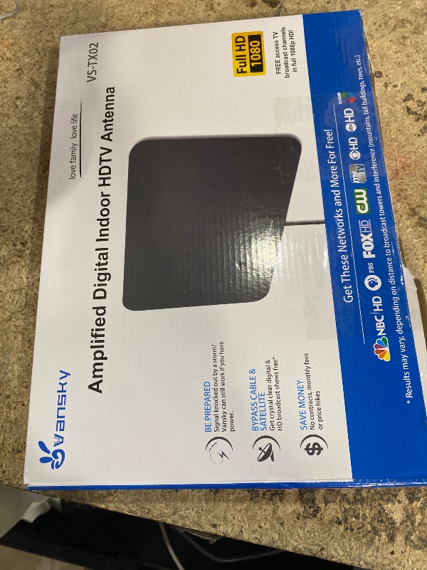 View 2 of ***ISSUES FUNCTIONING** TV Antenna Indoor, Digital Amplified Indoor HDTV Antenna, 1080p VHF UHF Television Local Channels Detachable Signal Amplifier and 16.5ft Long Coax Cable