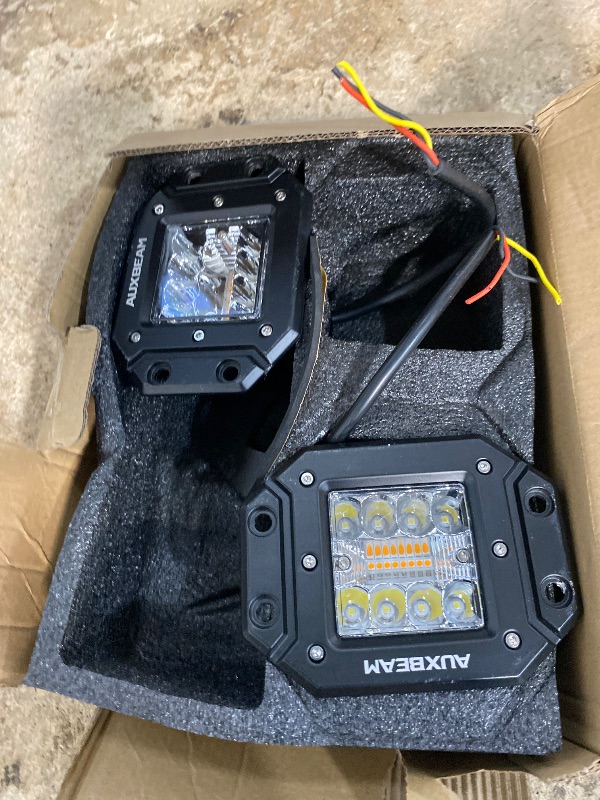 Photo 1 of ***POSSIBLY FOR PARTS/ MISSING ASSEMBLY PIECES*** uxbeam 6 Modes Amber White Series Flush Mount Strobe Lights 5 Inch 72W LED Pods Spot Flood Combo Flashing/Warning Multi-Function Offroad Lighting Bumper Grille Mount, Pair