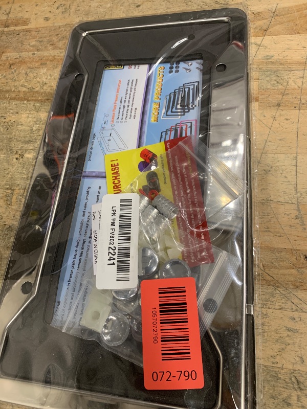 Photo 1 of **MISSING PICTURED ASSEMBLY HARDWARE BOLTS*** Stainless Steel License Plate Frames- 2 Pack Mirror Polished Car Plate Holder, with Screws, Chrome Caps, Heavy Duty Rustproof Metal Front Rear Car Tag Frame