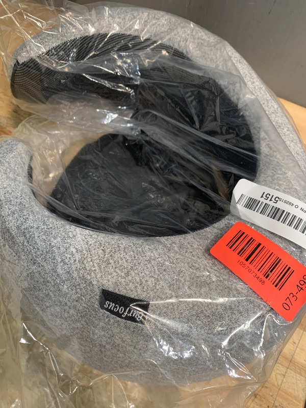Photo 1 of **MINOR DAMAGE** burfocus Advanced Neck Travel Pillow | 100% Pure Memory Foam, Designed for The Comfort of Travel & Office, Travel Pillow for Plane, Car, Home, Work, Dark Grey