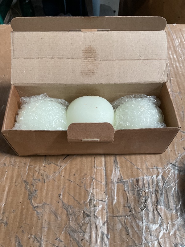 Photo 1 of **ALL CANDLES ARE DEFORMED** CANDWAX Candle Set of 3 Round Candles Ball 3 Inch - Perfect Candle Decor as Wedding Decoration and Candles Romantic - Unscented Shaped and Long Burning - Ivory