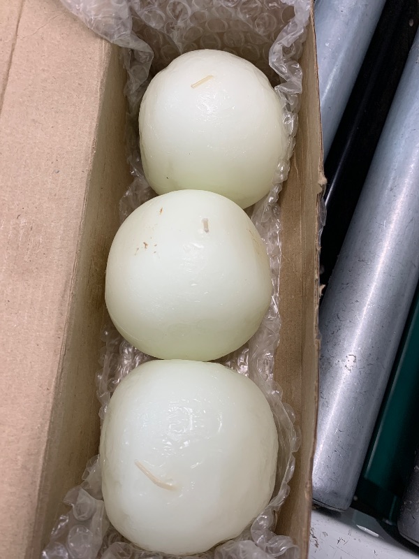 Photo 1 of **ALL CANDLES ARE DEFORMED** CANDWAX Candle Set of 3 Round Candles Ball 3 Inch - Perfect Candle Decor as Wedding Decoration and Candles Romantic - Unscented Shaped and Long Burning - Ivory