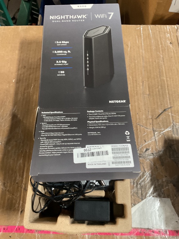 Photo 1 of NETGEAR Nighthawk Dual-Band WiFi 7 Router (RS90) – Security Features, BE3600 Wireless Speed (up to 3.6 Gbps) - Covers up to 2,000 sq. ft., 50 Devices – 2.5 Gig Internet Port - Free Expert Help