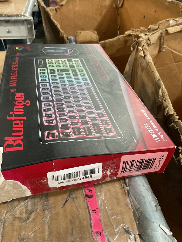 Photo 1 of BlueFinger Wireless Gaming Keyboard and Mouse Combo, RGB Rainbow Backlit Rechargeable Battery, 87 Keys TKL Light Up Keyboard with Ergonomic Gaming Mouse for Mac Laptop Computer PC Gamer