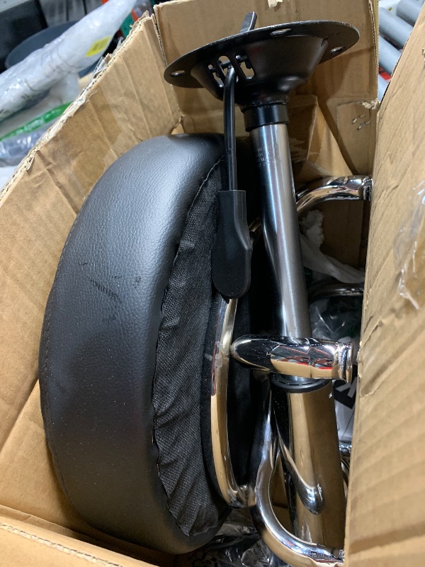 Photo 1 of (used)(missing pieces) KKTONER Round Rolling Stool Chair PU Leather Height Adjustable Swivel Drafting Work SPA Shop Medical Salon Stools with Wheels Office Chair Small (Black)