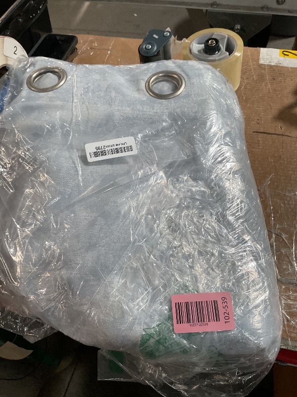 Photo 1 of (BLACKOUT) (BAGGED) Melodieux Dusty Blue Semi Sheer Curtains 84 Inches Long for Living Room, Bedroom Linen Look Farmhouse Rod Pocket Shiny Sheer Curtain Drapes Light Filtering Home Office, 52" W x 84" L, 2 Panels