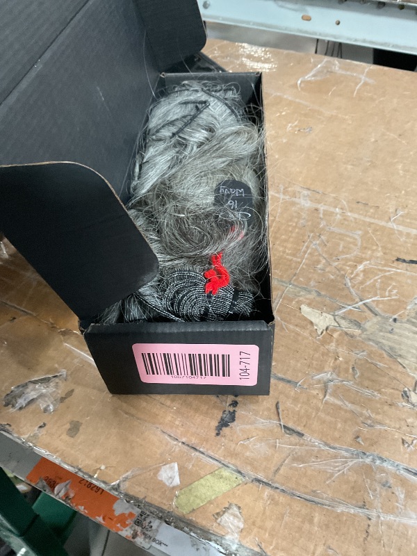 Photo 1 of ***(MAJOR DAMAGE/ SEE NOTES)***16” Wavy Salt & Pepper/Natural Gray 3 bundles. Its 100% Natural Indian Virgin Raw Hair Extensions .Natural color unprocessed and not treated with any kind of chemicals