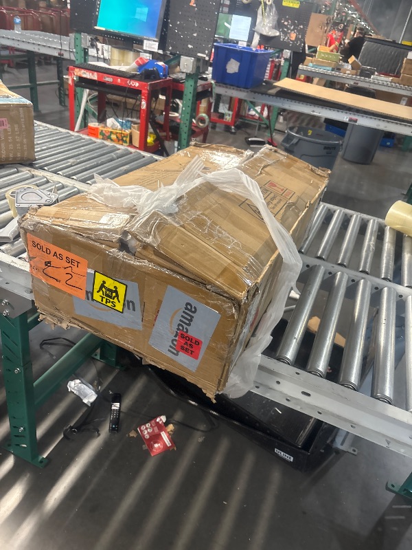 Photo 1 of ****PARTIAL SET BOX 2OF2*****Homelegance 4-Piece Counter Height Table With 3 Stools, Wood Kitchen Counter Table Set With 2 Built-in USB Ports, 2 Charging A/C Power Outlets, Console Drawer, Upholstered Bar Stools, White