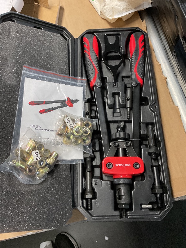 Photo 1 of WETOLS Rivet Nut Tool Kit, 14-Inch Rivnut Tool with 7 Metric and SAE Mandrels, Professional Hand Riveter with 70Pcs Rivnuts Assortment Kit, Manual Rivet Nut Gun with Rugged BMC Case