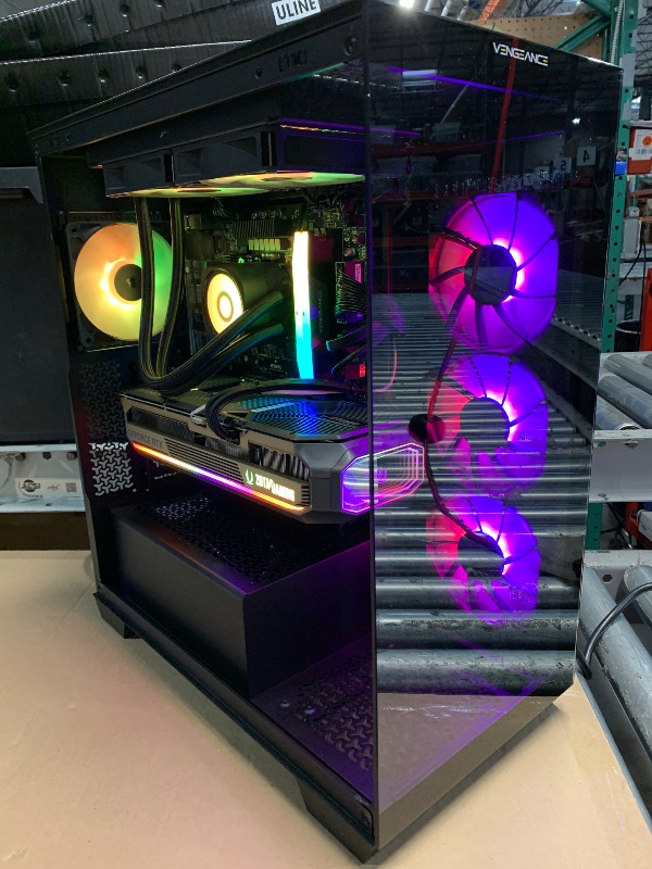 Photo 1 of ***NOT FUNCTIONAL, PARTS ONLY***Corsair Vengeance i7500 Gaming PC – Liquid Cooled Intel Core i7-14700KF CPU – NVIDIA GeForce RTX 5070Ti GPU – 32GB Vengeance RGB DDR5 Memory – 1TB M.2 SSD – Black