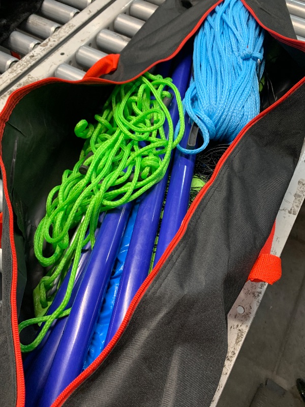 Photo 1 of (used) Outdoor Portable Volleyball Net System - Adjustable Height Poles with Soft Volleyball Ball, Pump, Hammer, Boundary Line, and Carry Bag for Backyard, Beach, Lawn